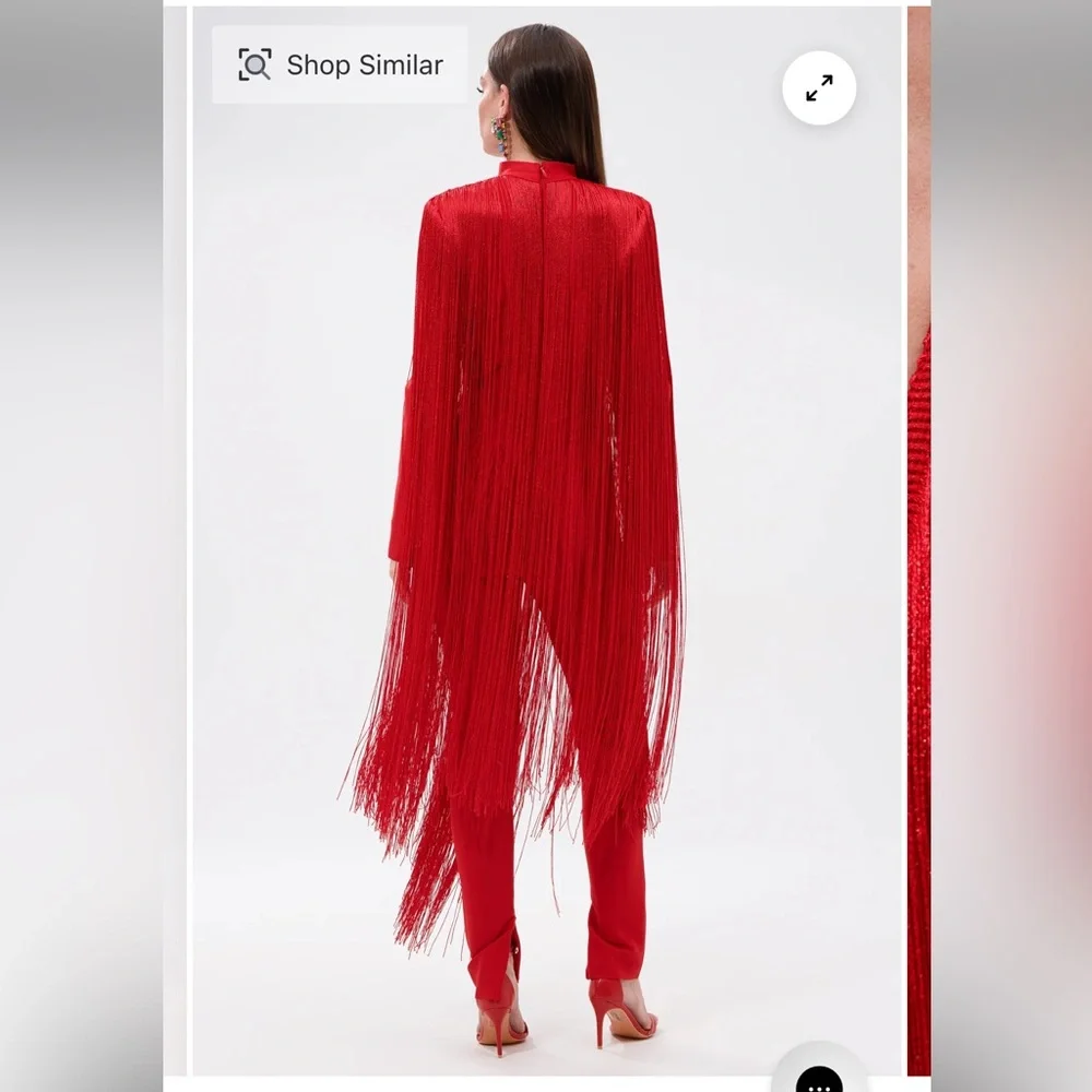 Elegant Red Fringe jumpsuit cowboy style Final price! 
Original $120! - Picture 3 of 4